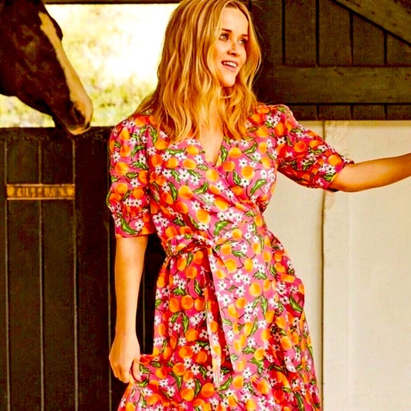 Sz 12 Draper James Wynonna Wrap Dress - Orange Blossom NWOT - Picture 3 of 16